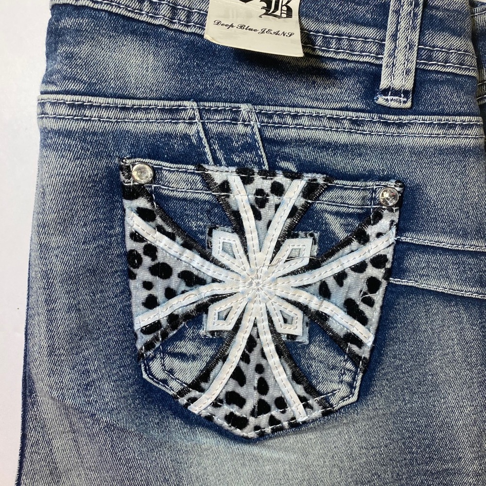 SKINNY DEEP BLUE JEANS SIZE 15! WASH OFF BLUE!! - Picture 7 of 9